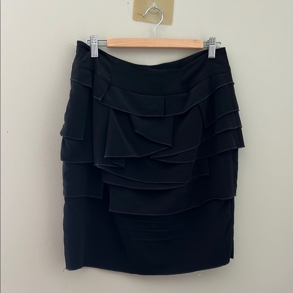Insight Black Asymmetrical Ruffled Mini Skirt - Picture 1 of 4